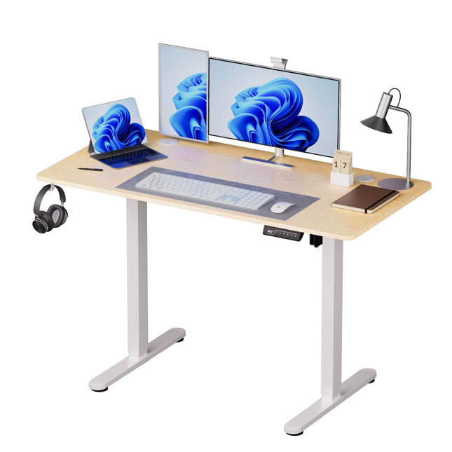 Birou reglabil electric pe înălțime, aspect lemn, 120x60 cm