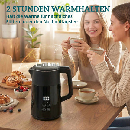 Fierbător electric 1,7 l, 2200 W, afișaj LED, menținere la cald, oprire automată