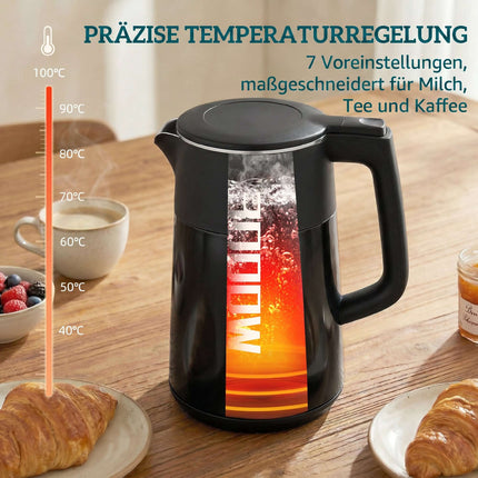 Fierbător electric 1,7 l, 2200 W, afișaj LED, menținere la cald, oprire automată