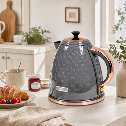 Fierbător electric, 2200W, 1,7L, gri, fierbere rapidă, filtru
