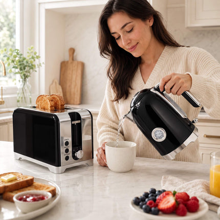Set fierbător electric și prăjitor de pâine, 1,7 l, 2200 W, 7 niveluri de rumenire