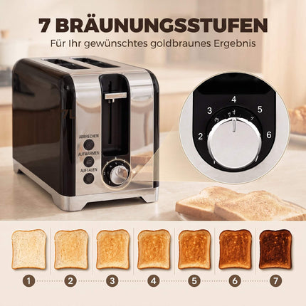 Set fierbător electric și prăjitor de pâine, 1,7 l, 2200 W, 7 niveluri de rumenire