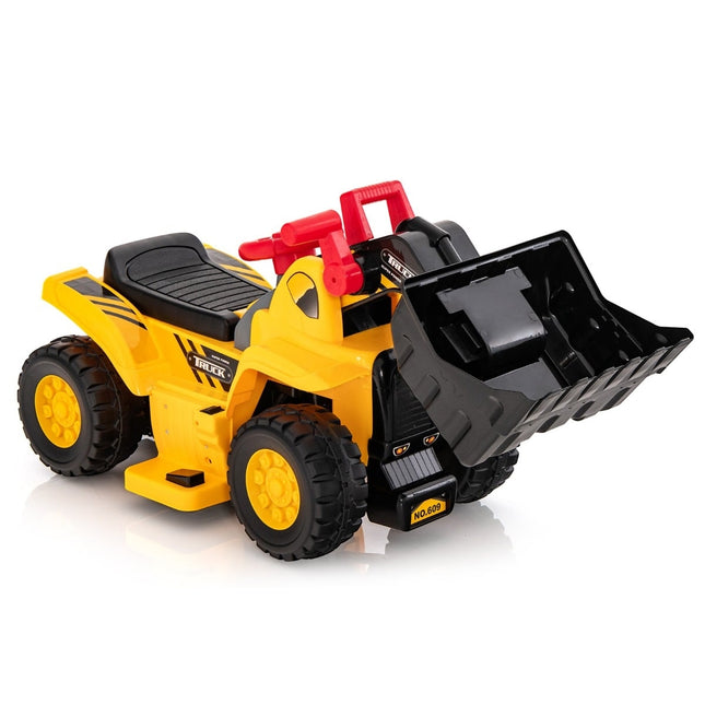Excavator electric pentru copii cu depozitare și inel, galben