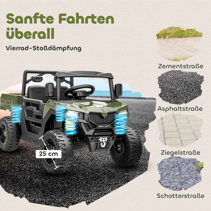 UTV electric pentru copii, 2 motoare, funcție muzicală, verde