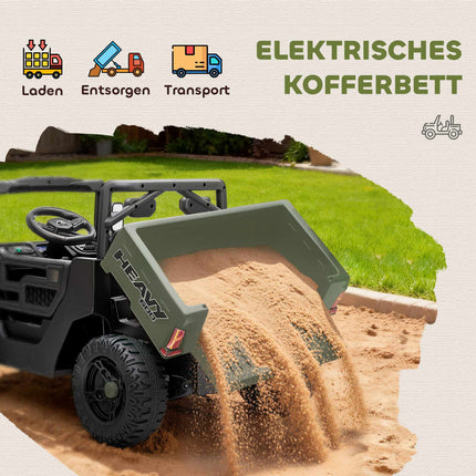 UTV electric pentru copii, 2 motoare, funcție muzicală, verde