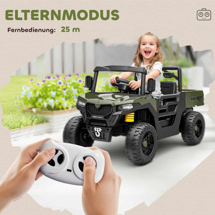 UTV electric pentru copii, 2 motoare, funcție muzicală, verde