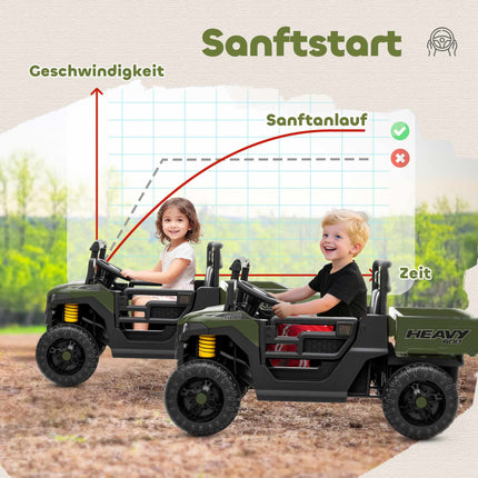 UTV electric pentru copii, 2 motoare, funcție muzicală, verde
