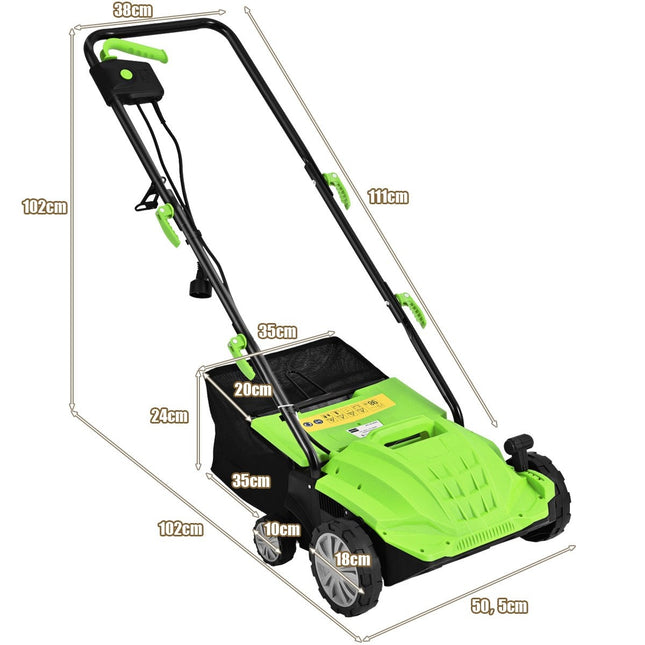 Scarificator și aerator electric pentru gazon, 1500 W, sac de 30 l, lățime 32 cm