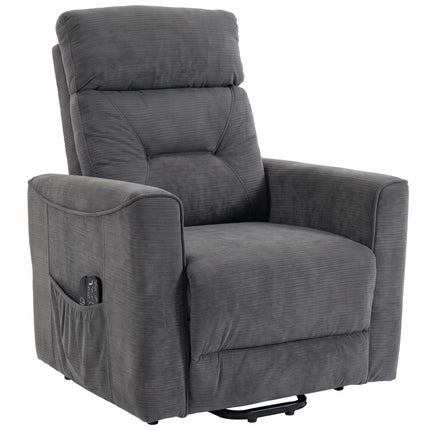 Electric Lift Recliner Chair with Massage and Heat, Dark Grey, Chenille, USB