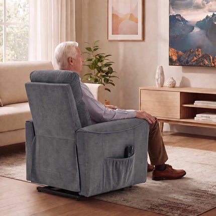 Electric Lift Recliner Chair with Massage and Heat, Dark Grey, Chenille, USB