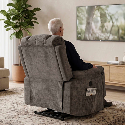 Electric Lift Recliner Chair with Massage and Heat, USB Port, Dark Grey