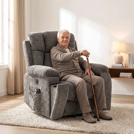 Electric Lift Recliner Chair with Massage and Heat, USB Port, Dark Grey