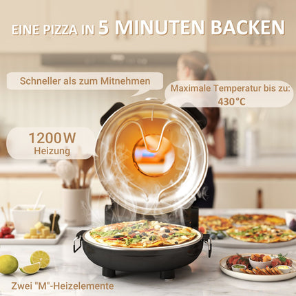 Cuptor electric pentru pizza, 430, 1200W, 30cm piatră, temporizator