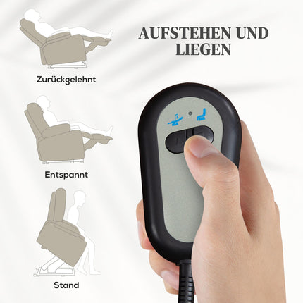 Fotoliu electric reclinabil cu ridicare, reglabil, bej, capacitate 120 kg