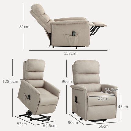 Fotoliu electric reclinabil cu ridicare, reglabil, bej, capacitate 120 kg