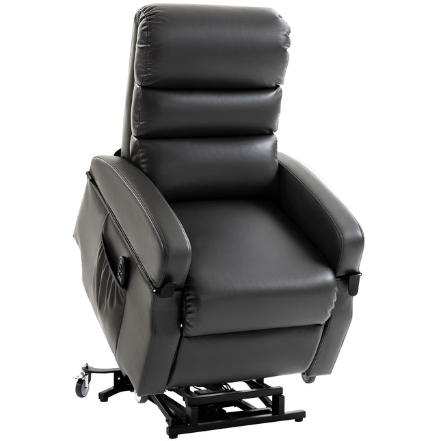 Electric Recliner Chair with Lift, Faux Leather, Dark Grey