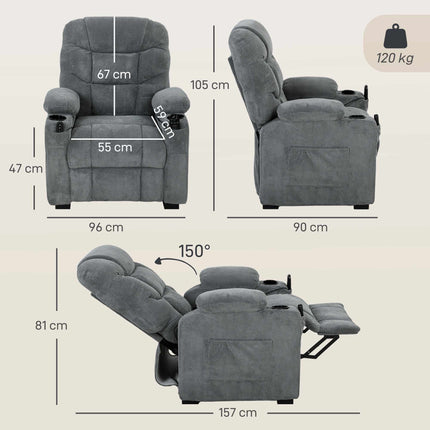 Electric Recliner Chair with Massage and Heat, Memory Function, Dark Grey