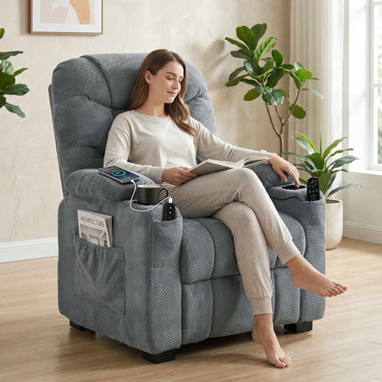 Electric Recliner Chair with Massage and Heat, Memory Function, Dark Grey