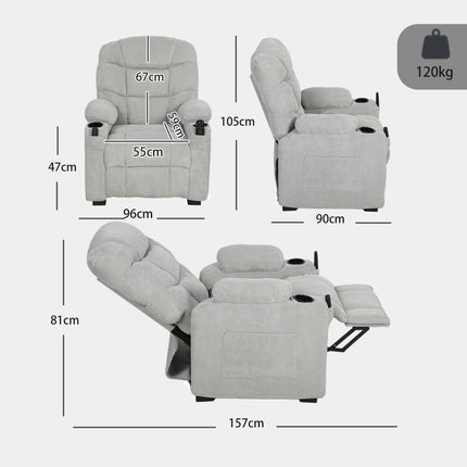 Electric Recliner Chair with Massage and Heat, Memory Function, Grey