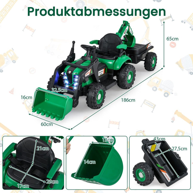 Tractor electric cu remorcă și telecomandă – 12V