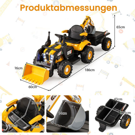 Tractor electric cu remorcă și telecomandă, 12V