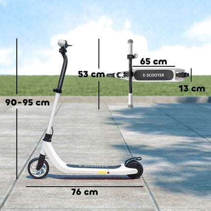 Trotinetă electrică pentru copii, autonomie de 6 km, alb-negru