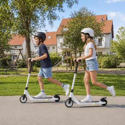 Trotinetă electrică pentru copii, autonomie de 6 km, alb-negru