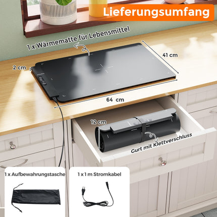 Covoraș electric din silicon pentru încălzirea alimentelor, încălzire rapidă, 64x41 cm