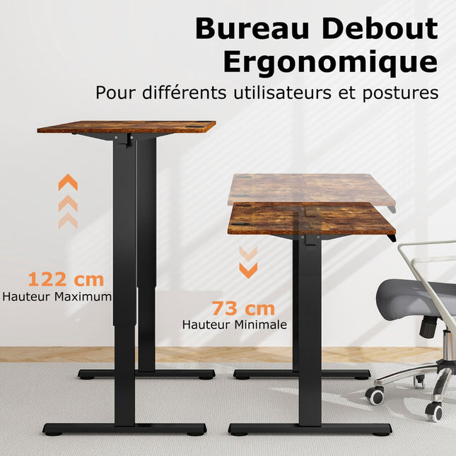 Birou electric de stat în picioare 120x60 cm, reglabil pe înălțime 73–122 cm