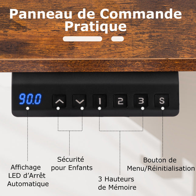 Birou electric de stat în picioare 120x60 cm, reglabil pe înălțime 73–122 cm