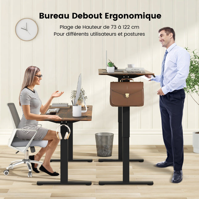 Birou electric de stat în picioare 140 x 60 cm, presetări cu memorie