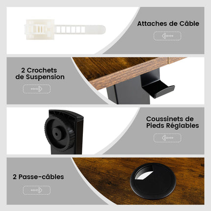 Birou electric de stat în picioare 140 x 60 cm, presetări cu memorie