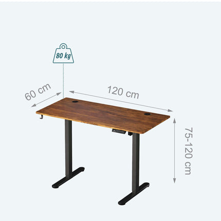 Birou electric de stat în picioare – Blat cu efect de lemn, memorie