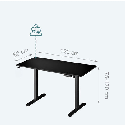 Birou electric de stat în picioare – Blat cu efect de lemn, presetări cu memorie