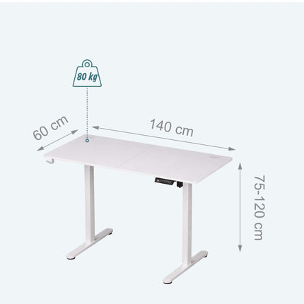 Birou electric de stat în picioare – Blat cu efect de lemn, presetări cu memorie