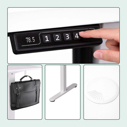 Birou electric de stat în picioare – Blat cu efect de lemn, presetări cu memorie