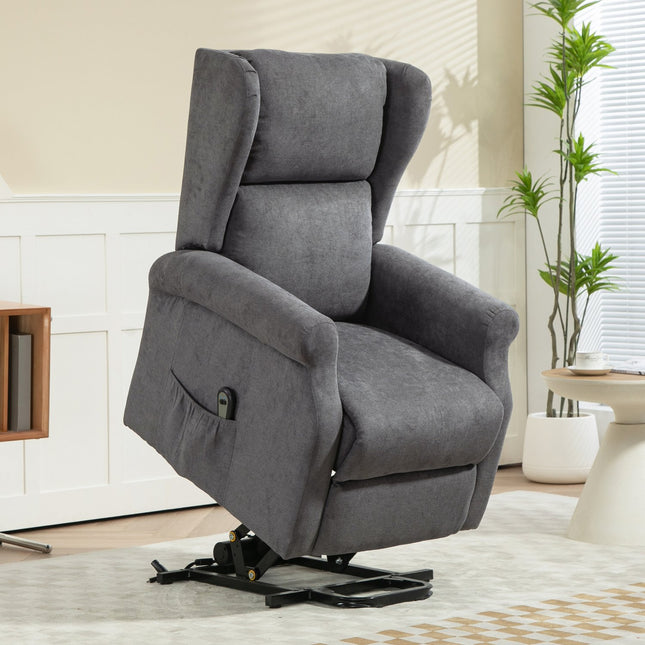 Electric recliner with standing aid and side pocket