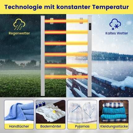 Încălzitor electric pentru prosoape, temporizator de 8 ore, protecție împotriva supraîncălzirii