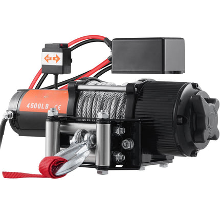 Electric Winch 12V 4500 lb, Steel Rope, Wireless Remote