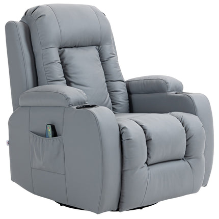Electric massage chair - artificial leather, light grey
