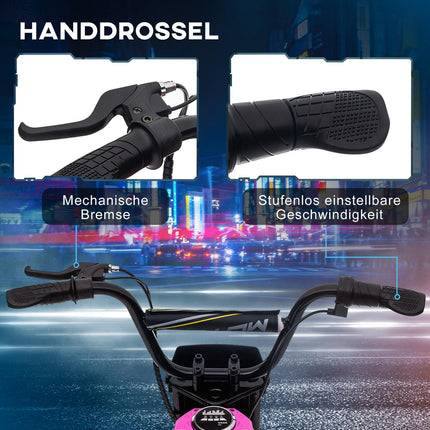 Kids' Electric Motorcycle, 24V, Ages 8-12, Pink