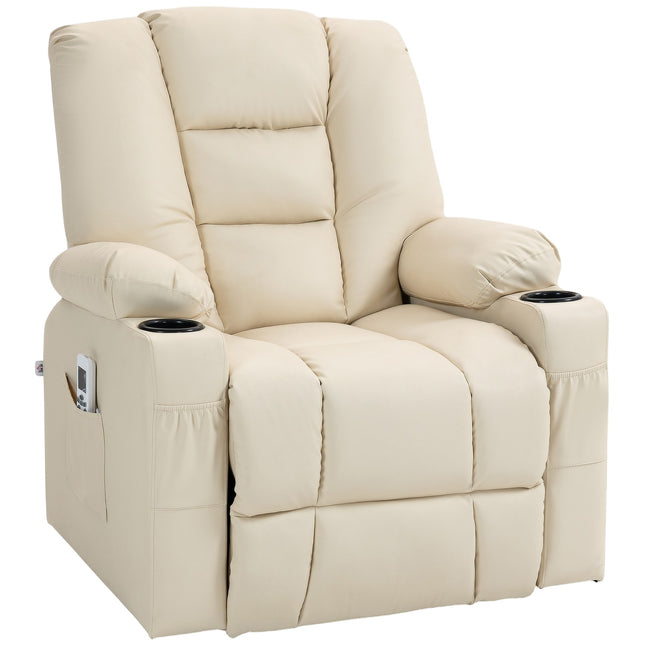 Electric recliner with massage, wheels and cup holder