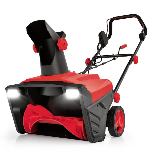 Freză electrică de zăpadă cu lumini LED și motor de 15 A 50 cm lățime de lucru 25 cm înălțime de lucru Roșu + Negru