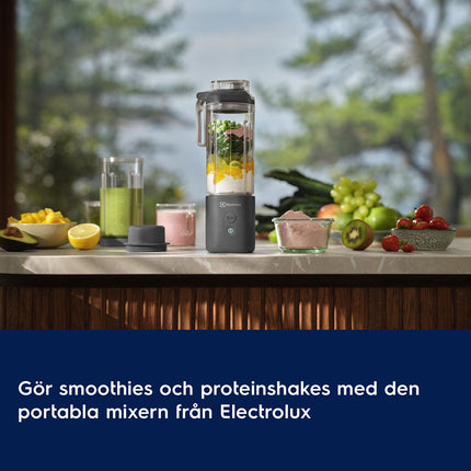 Blender portabil Electrolux 0,7 L, reîncărcabil USB-C, gri cărbune, 6 lame