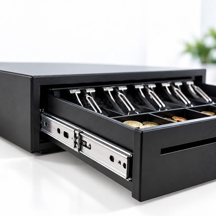 Electronic Cash Drawer with 8 Coin and 5 Note Compartments, RJ12, Black