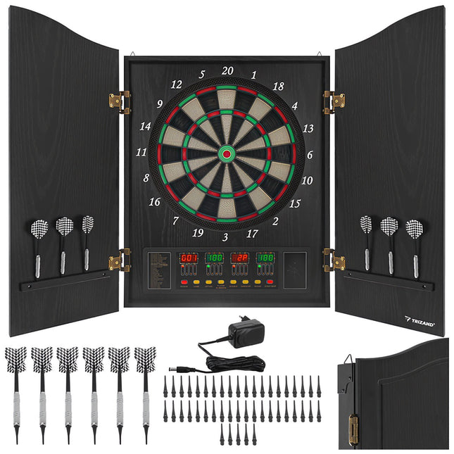 Tablă de darts electronică cu LED, 27 de jocuri, 16 jucători