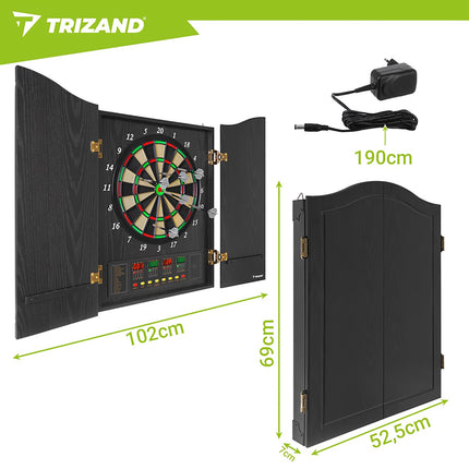 Tablă de darts electronică cu LED, 27 de jocuri, 16 jucători