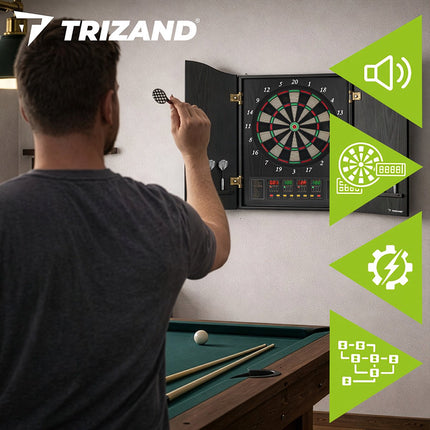 Tablă de darts electronică cu LED, 27 de jocuri, 16 jucători