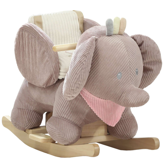 Balansoar elefant cu sunete, cadru din lemn, vârste 1,5-3 ani, maro