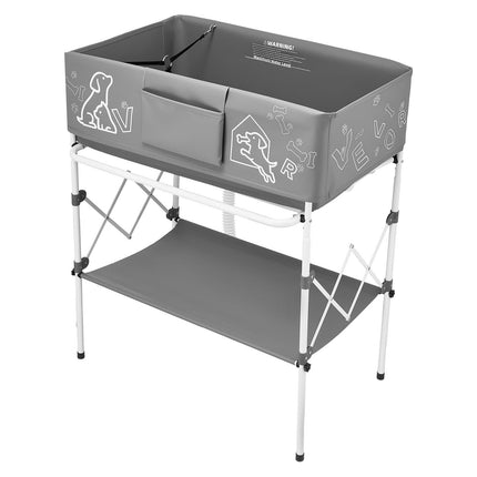 Elevated Dog Bathtub, Foldable With Drain Hose, Gray